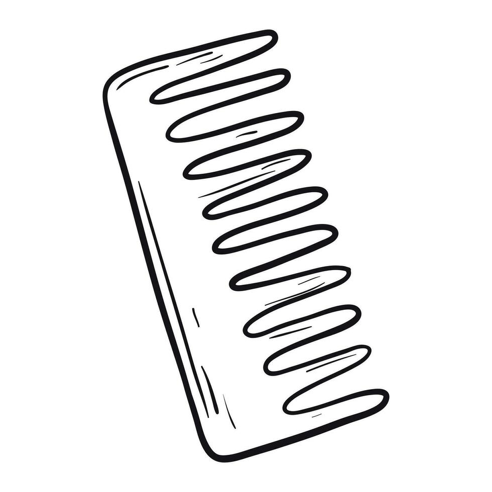 Vector doodle illustration of hair comb oon white background.