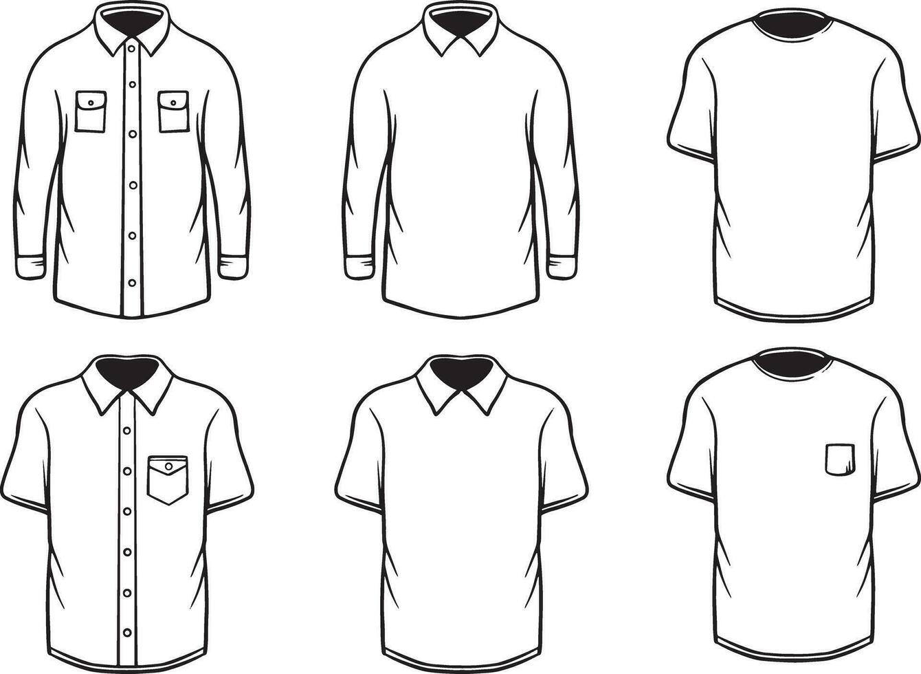 Collection set of shirt doodle sketch illustration vector