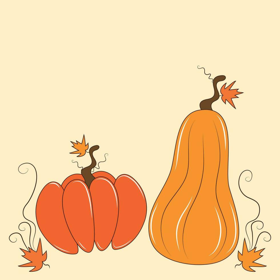 Cute autumn illustration with pumpkins vector