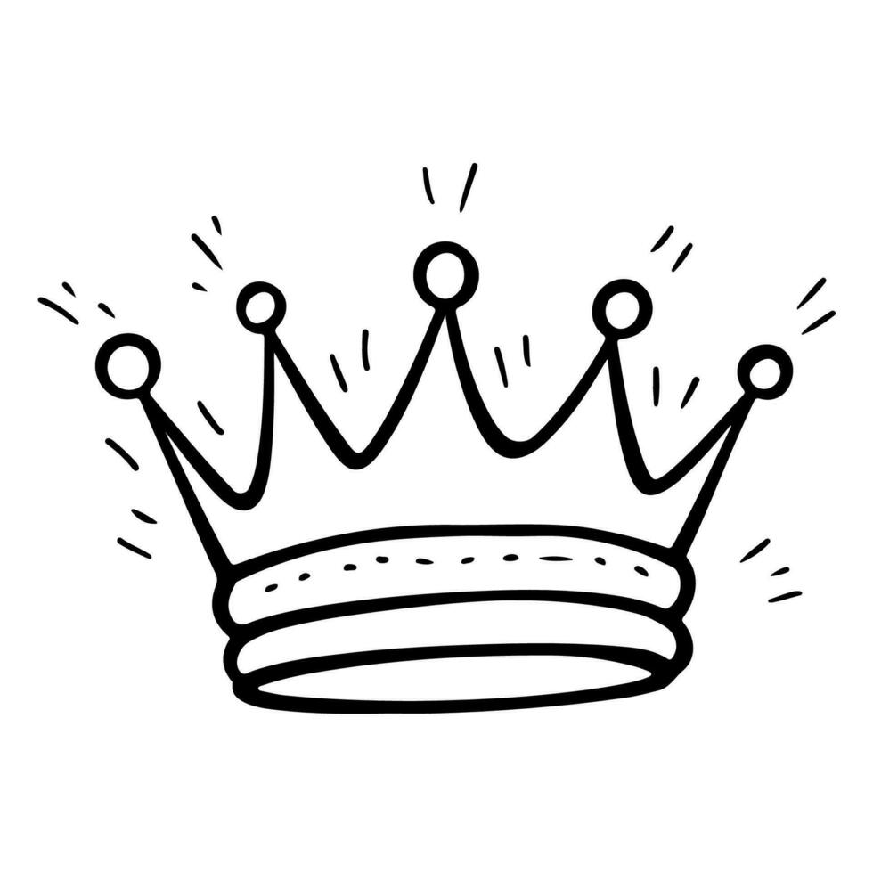 Crown cute sketch doodle. Vector illustration.