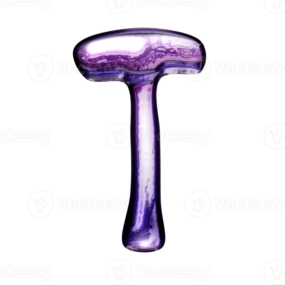 T y2k alphabet with liquid dark purple chrome effect png