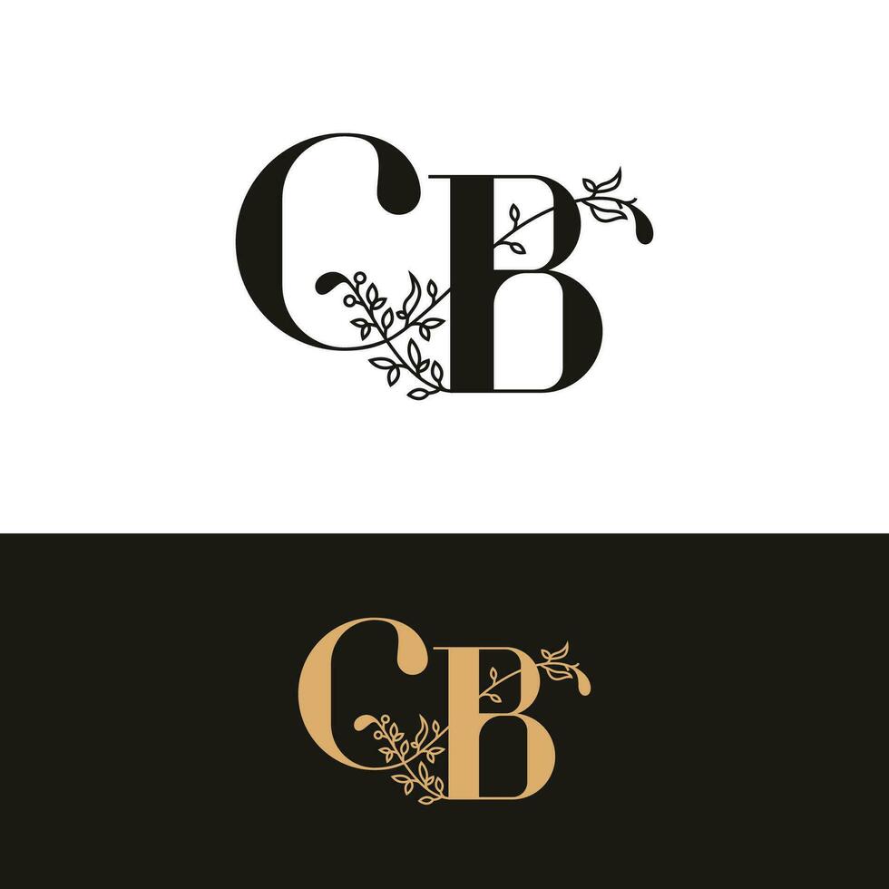 handdrawn wedding monogram CB logo vector