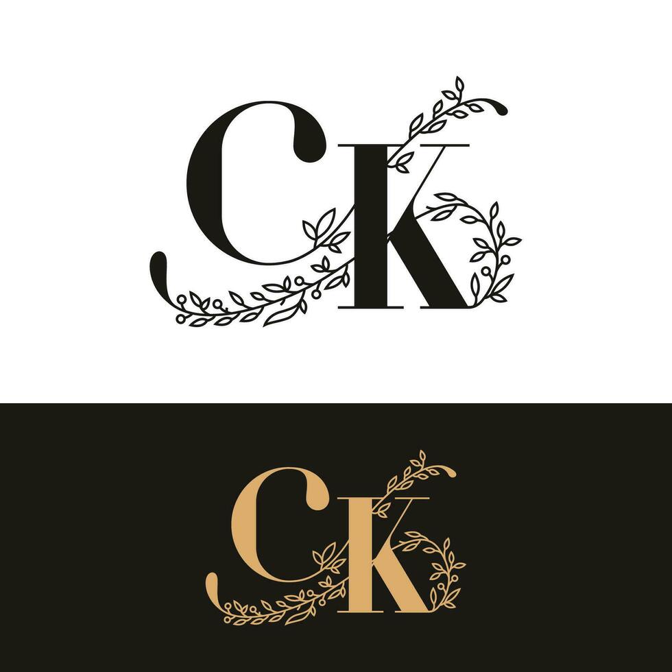 handdrawn wedding monogram CK logo vector