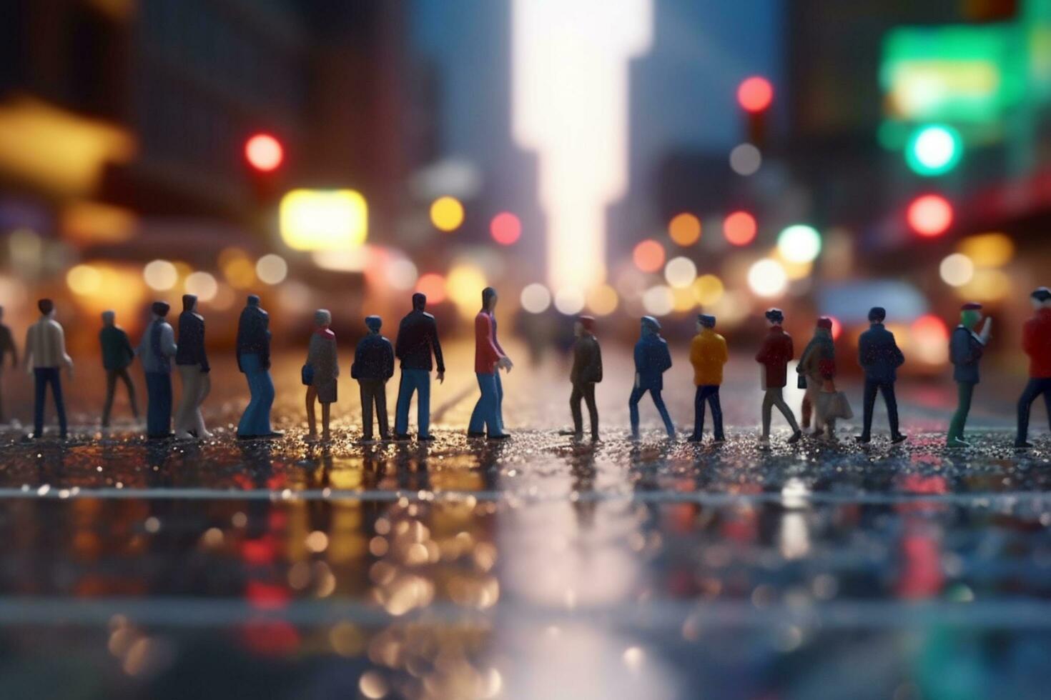 ocupado ciudad vida personas cruce el calle a un peatonal cruce en urbano zona - ai generado foto