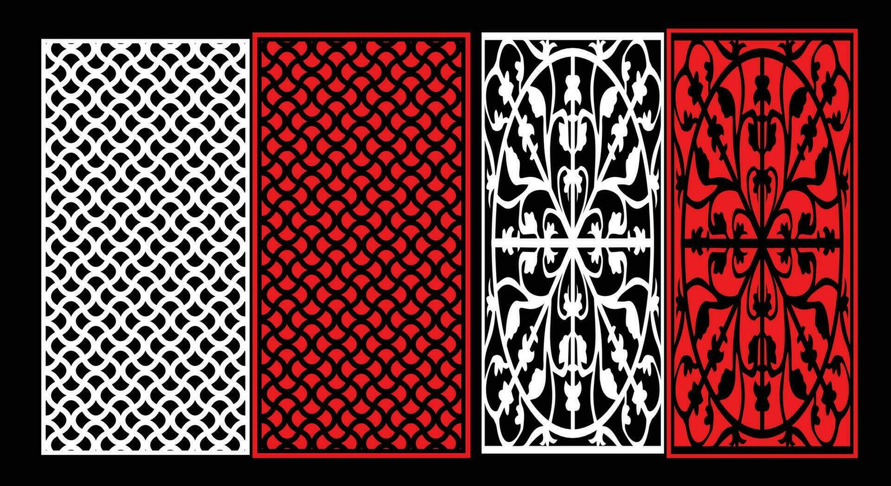 Decorative wall panels set Jali design CNC pattern,laser cutting pattern,router CNCcutting. vector