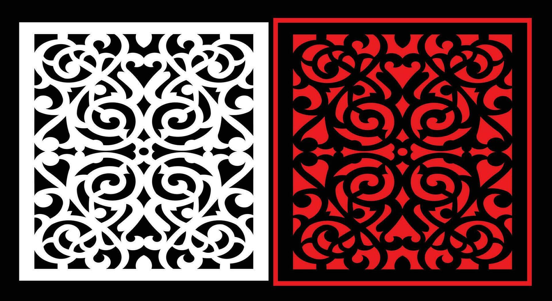 Decorative wall panels set Jali design CNC pattern,laser cutting pattern,router CNCcutting. vector