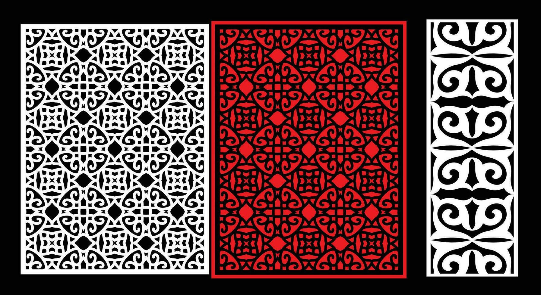 Decorative wall panels set Jali design CNC pattern,laser cutting pattern,router CNCcutting. vector