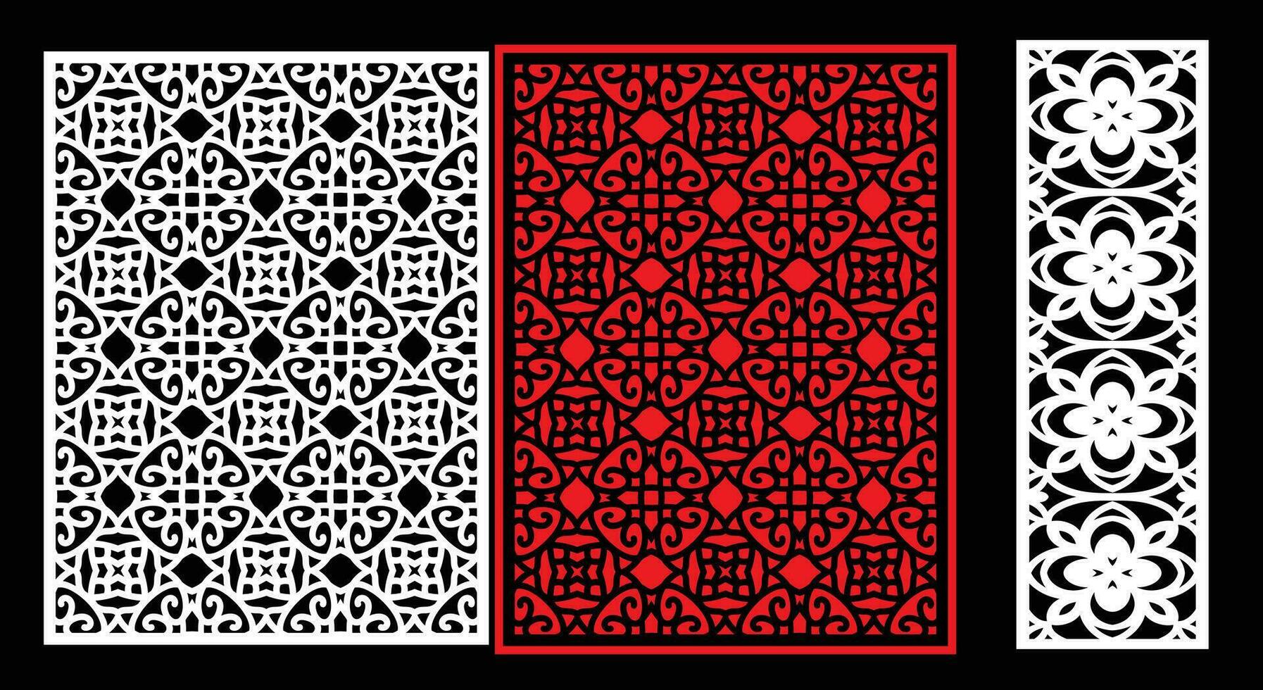 Decorative wall panels set Jali design CNC pattern,laser cutting pattern,router CNCcutting. vector