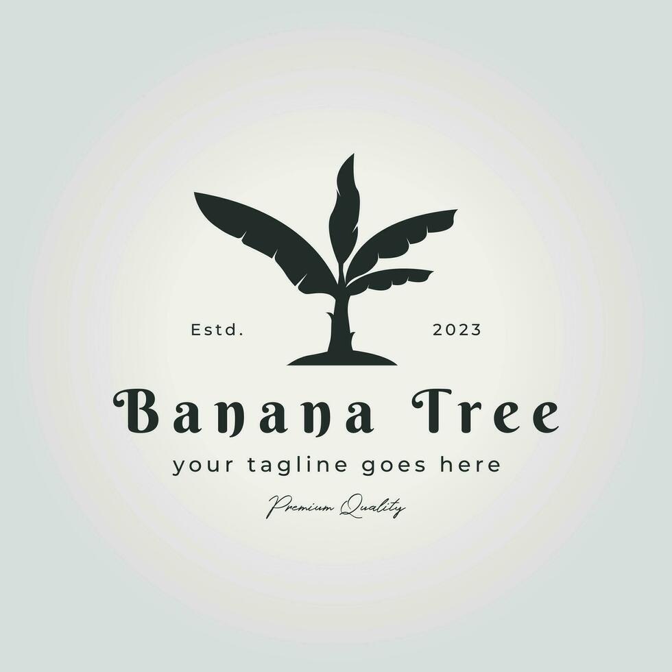simple banana tree logo vector design, banana tree vintage icon illustration