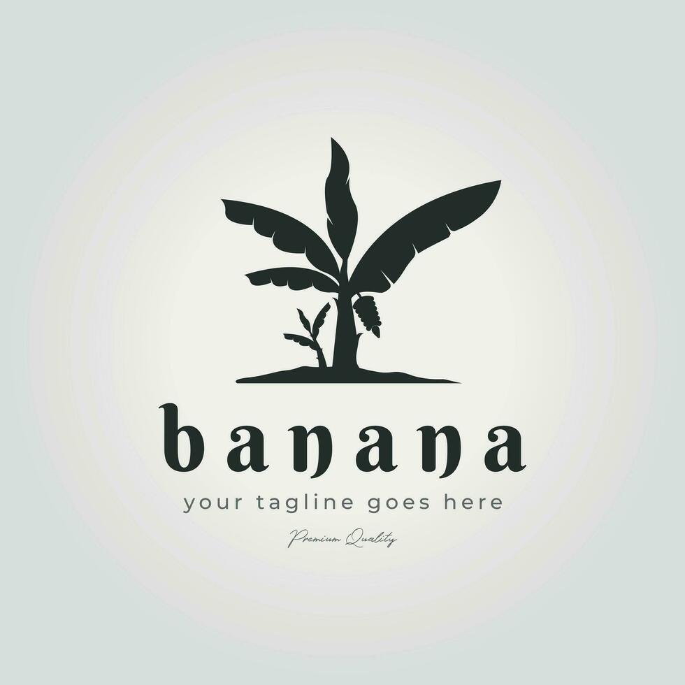 vector illustration minimalistic vintage banana tree logo icon design