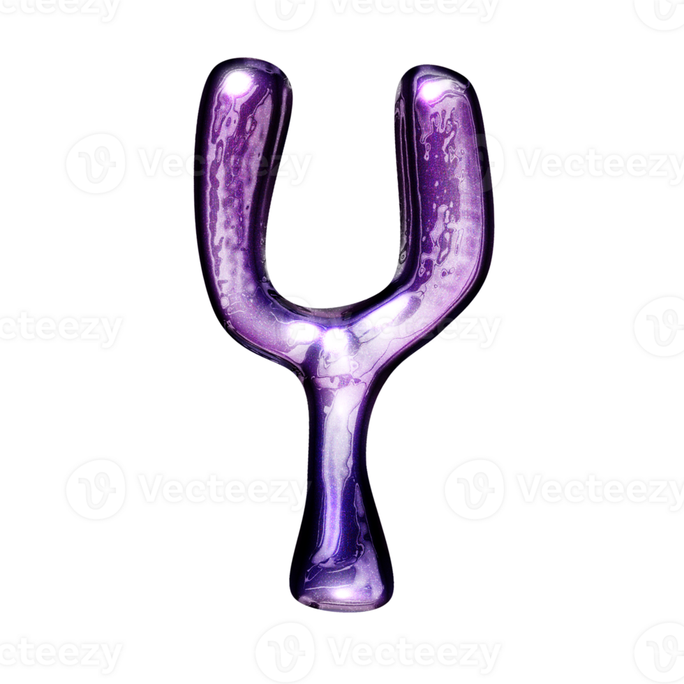 Y y2k alphabet with liquid dark purple chrome effect png