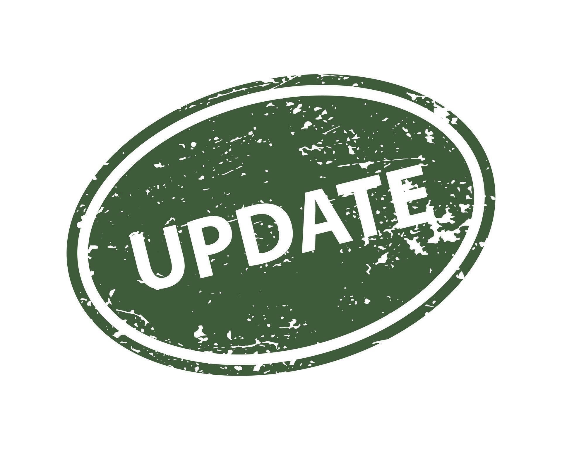 Update stamp vector texture. Rubber cliche imprint.  or print design