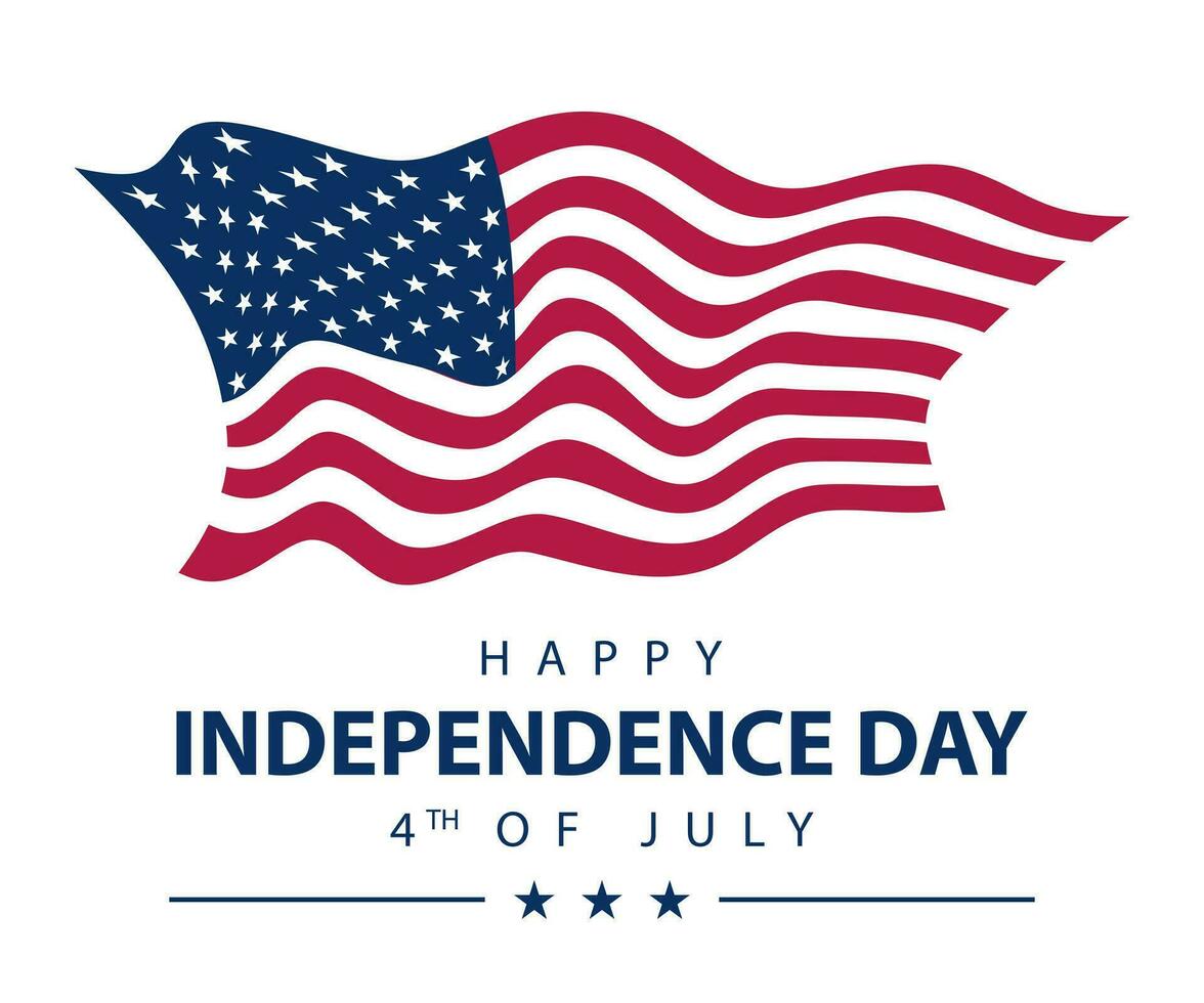 USA independence day banner with american flag. Celebration 4th of July greeting card vector template.
