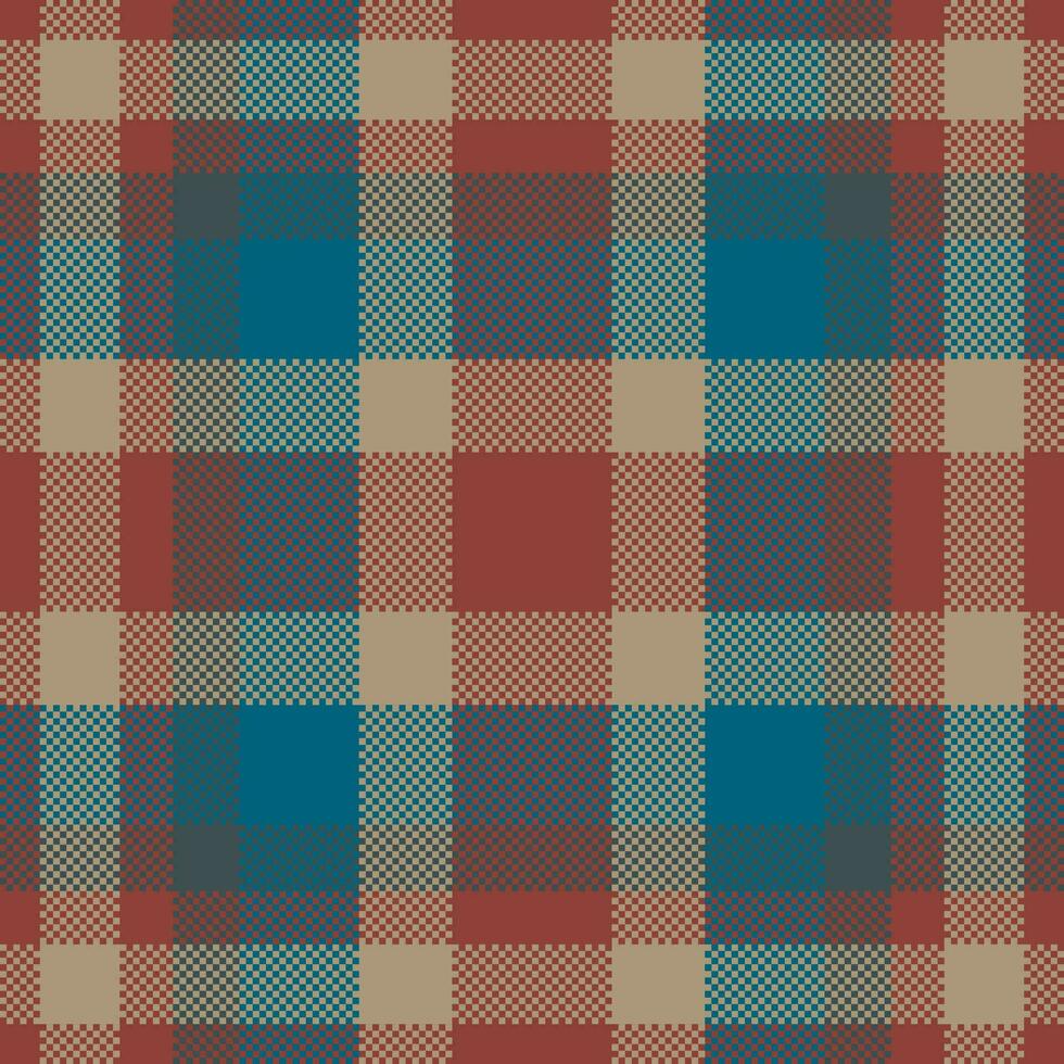 Pixel background vector design. Modern seamless pattern plaid. Square texture fabric. Tartan scottish textile. Beauty color madras ornament.