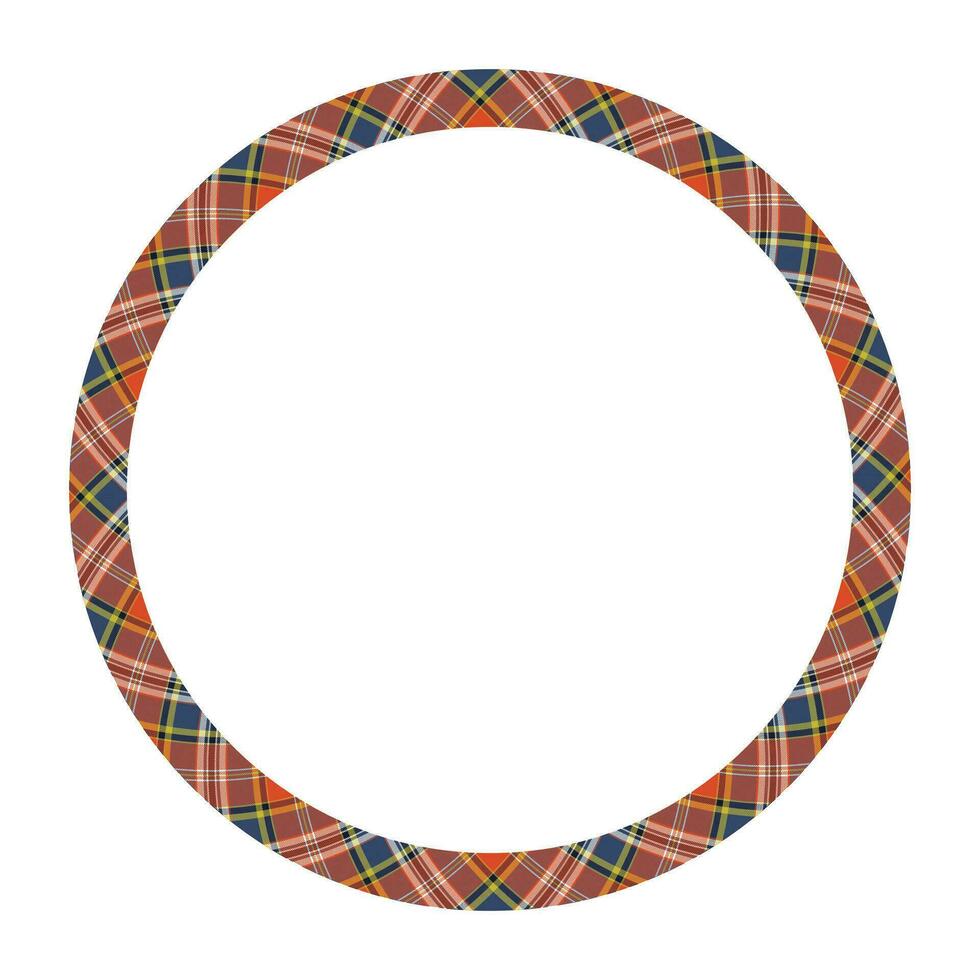 Circle borders and frames vector. Round border pattern geometric vintage frame design. Scottish tartan plaid fabric texture. Template for gift card, collage, scrapbook or photo album and portrait. vector