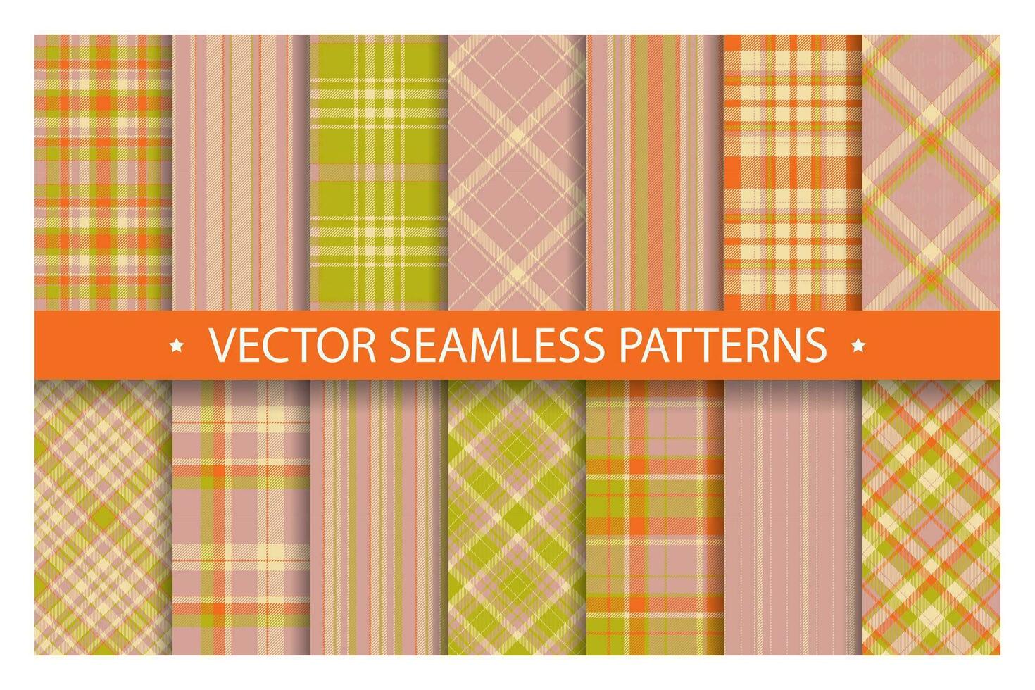 Tartan set pattern seamless plaid vector. Geometric background fabric texture. Modern check fashion template for textile print, wrapping paper, gift card, wallpaper flat design. vector