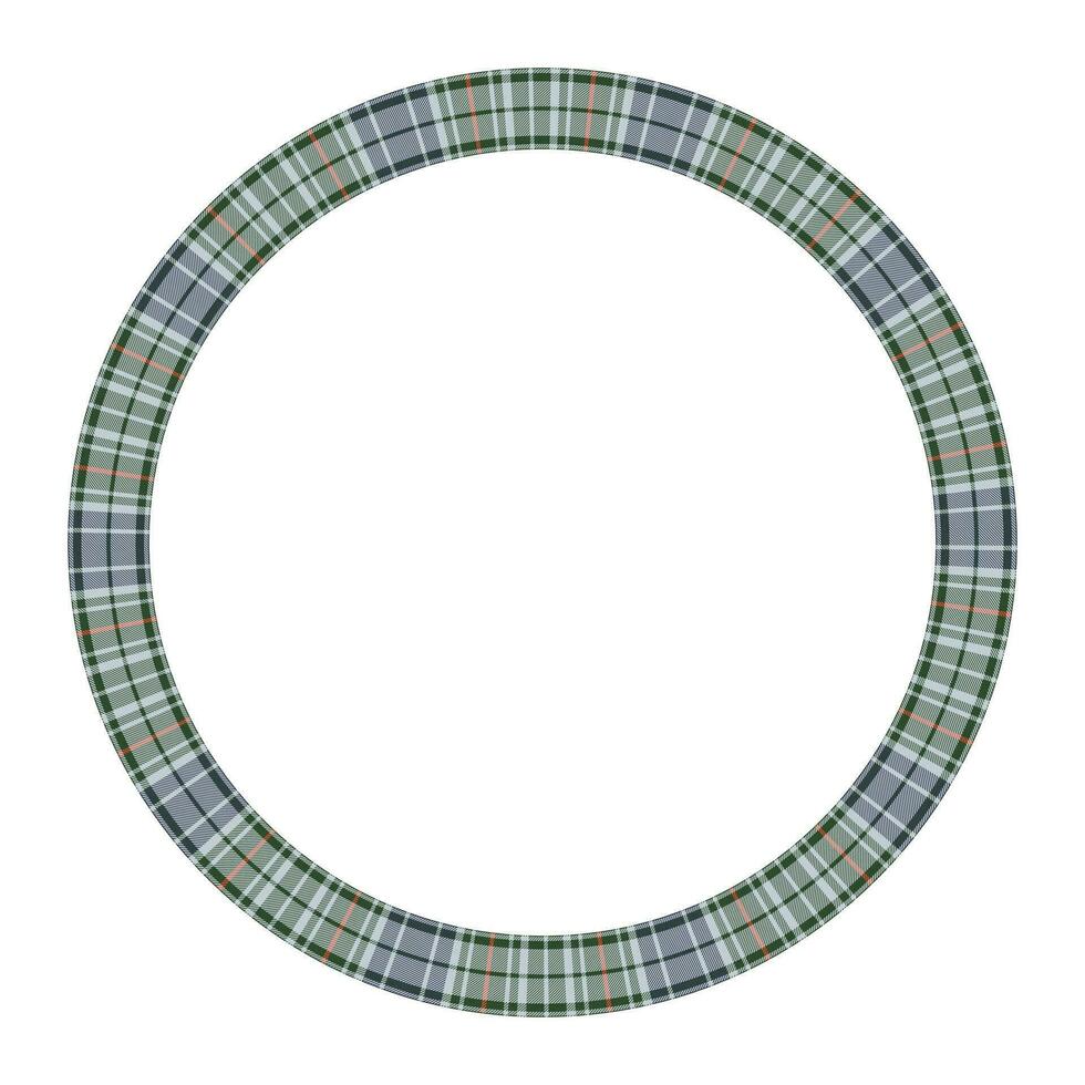 Round frame vector vintage pattern design template. Circle border designs plaid fabric texture. Scottish tartan background for collage art, gif card, handmade crafts.