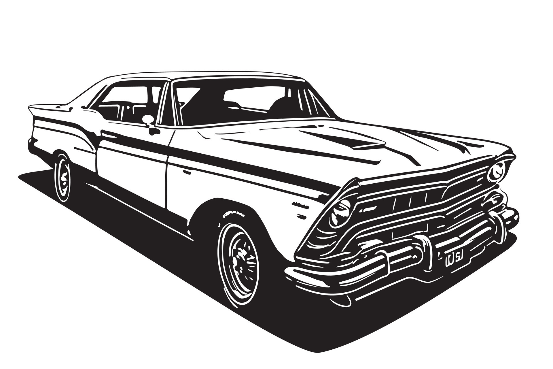 Classic american car style. Vintage vehicle vector illustration. Modern