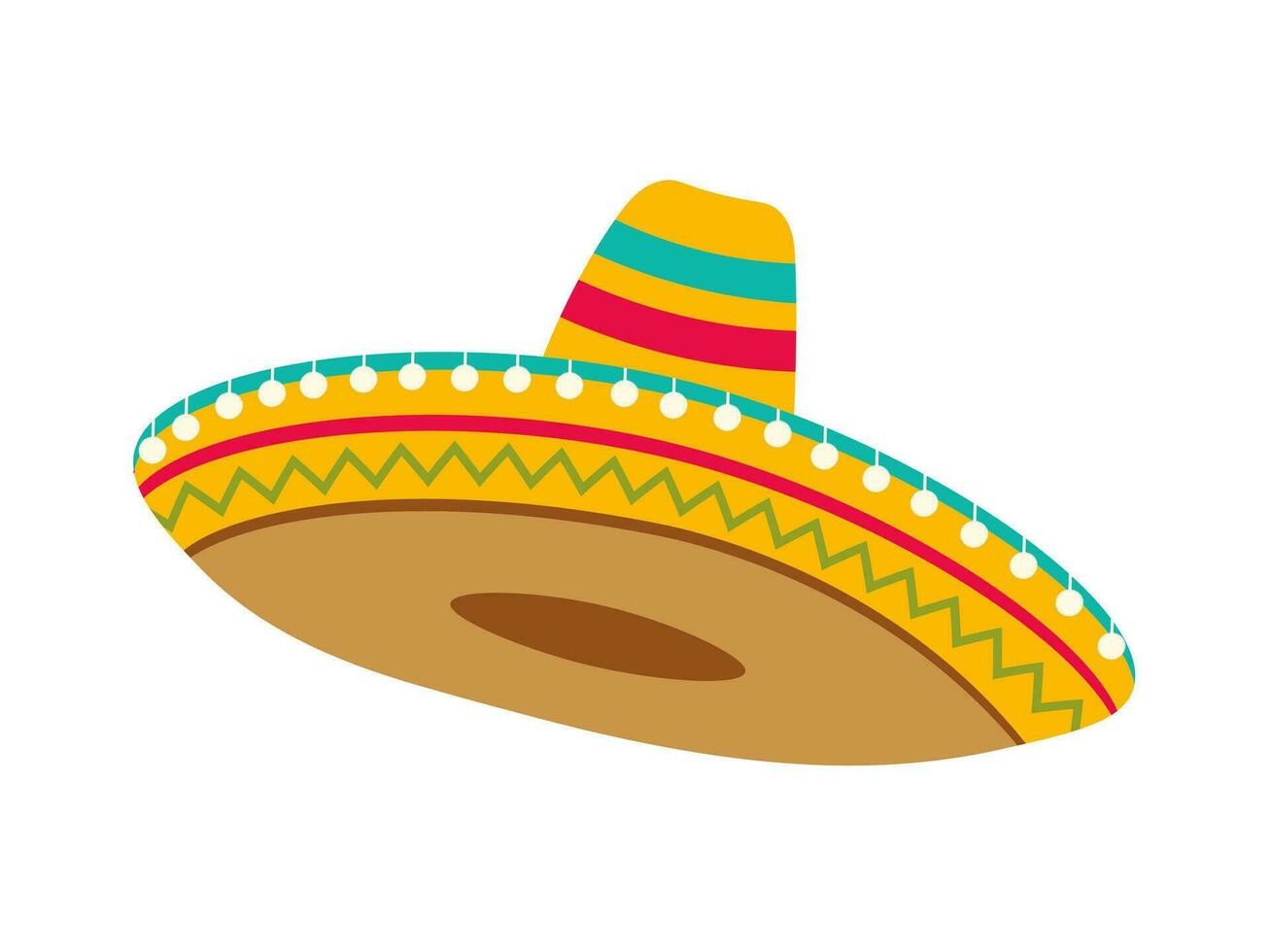 Mexican sombrero for festive card. Bright hat vector illustration in flat style