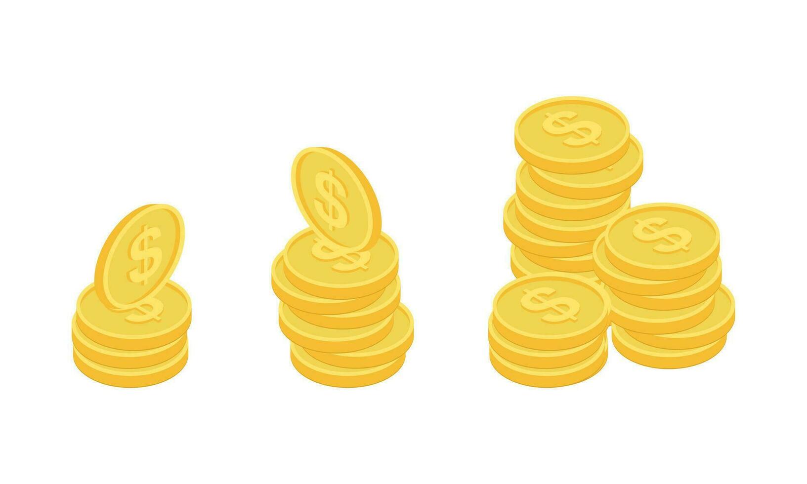 3D Isometric Coins Set Flat Vector Concep Illustration