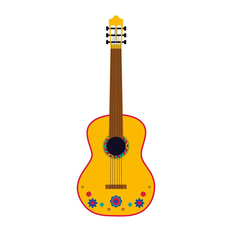 National Mexican guitar. Vector Musical instrument guitarron. Mexicano holiday attribute for festive card