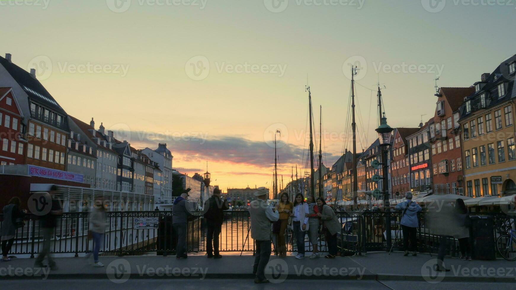 Copenhagen harbor at sunset photo