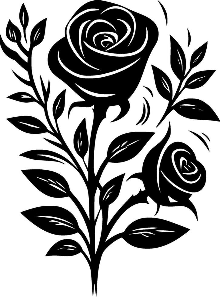 Roses, Minimalist and Simple Silhouette - Vector illustration