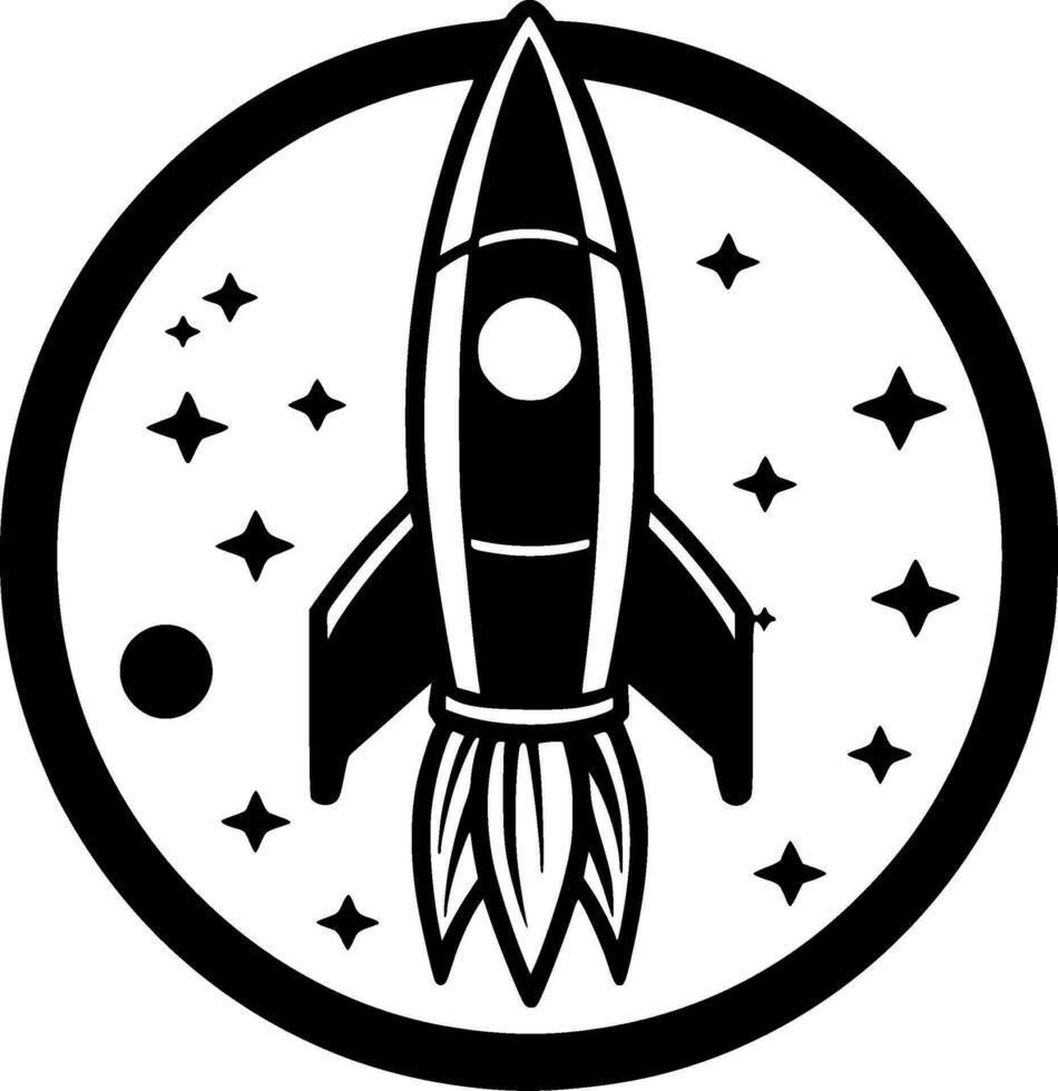 Rocket, Minimalist and Simple Silhouette - Vector illustration