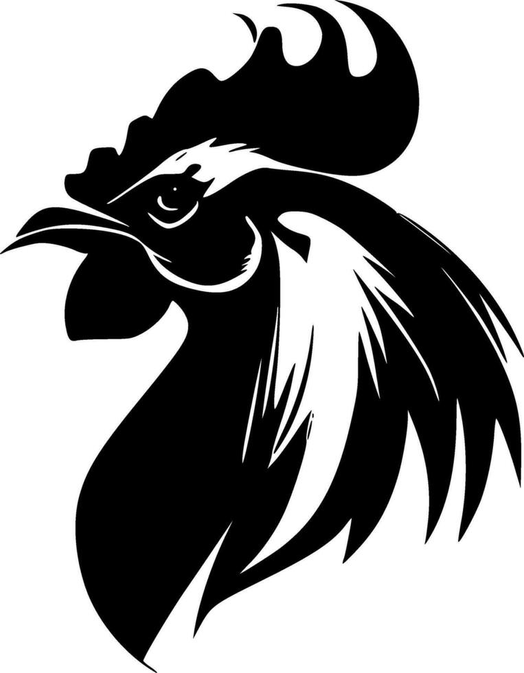 Rooster - Black and White Isolated Icon - Vector illustration