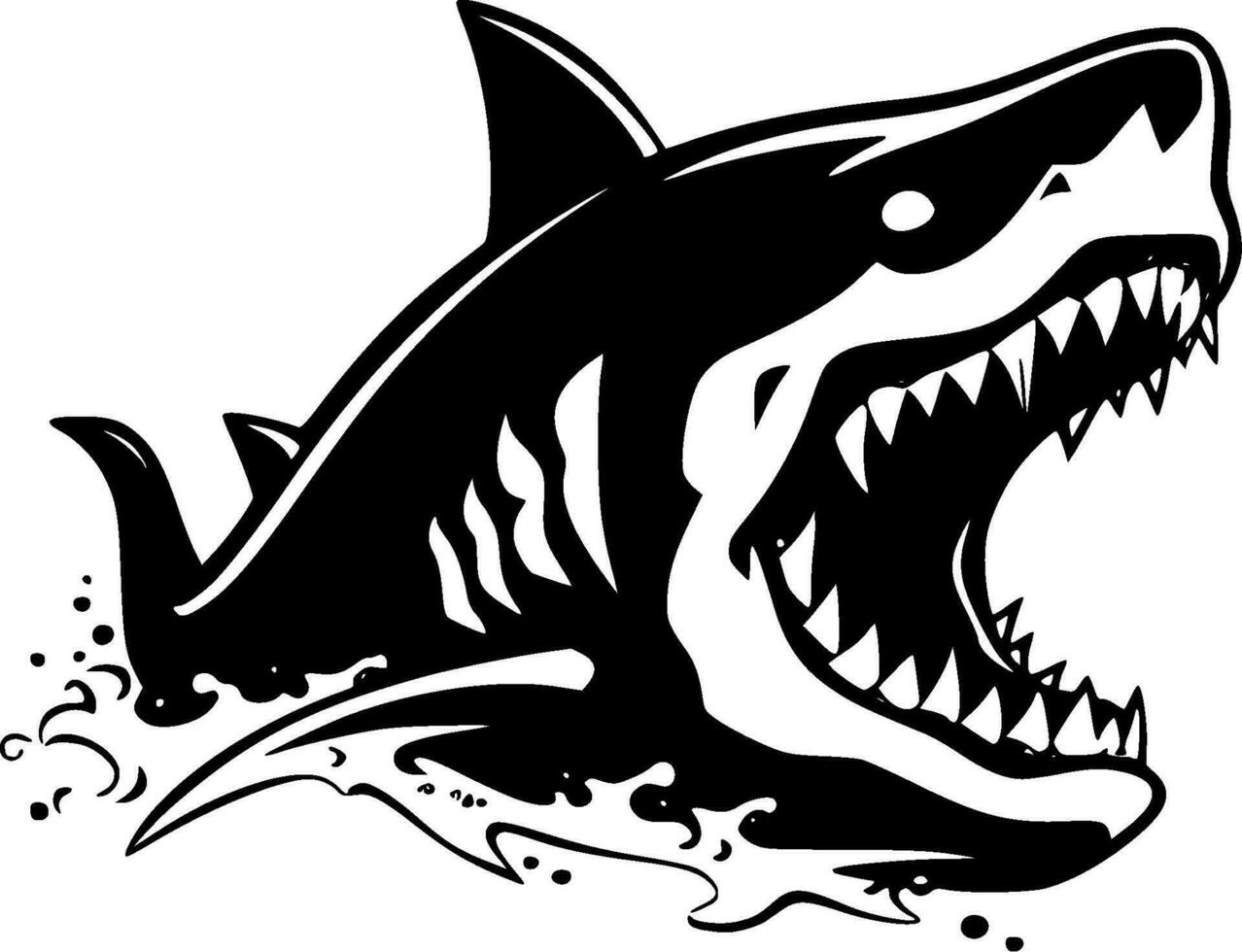 Shark, Black and White Vector illustration