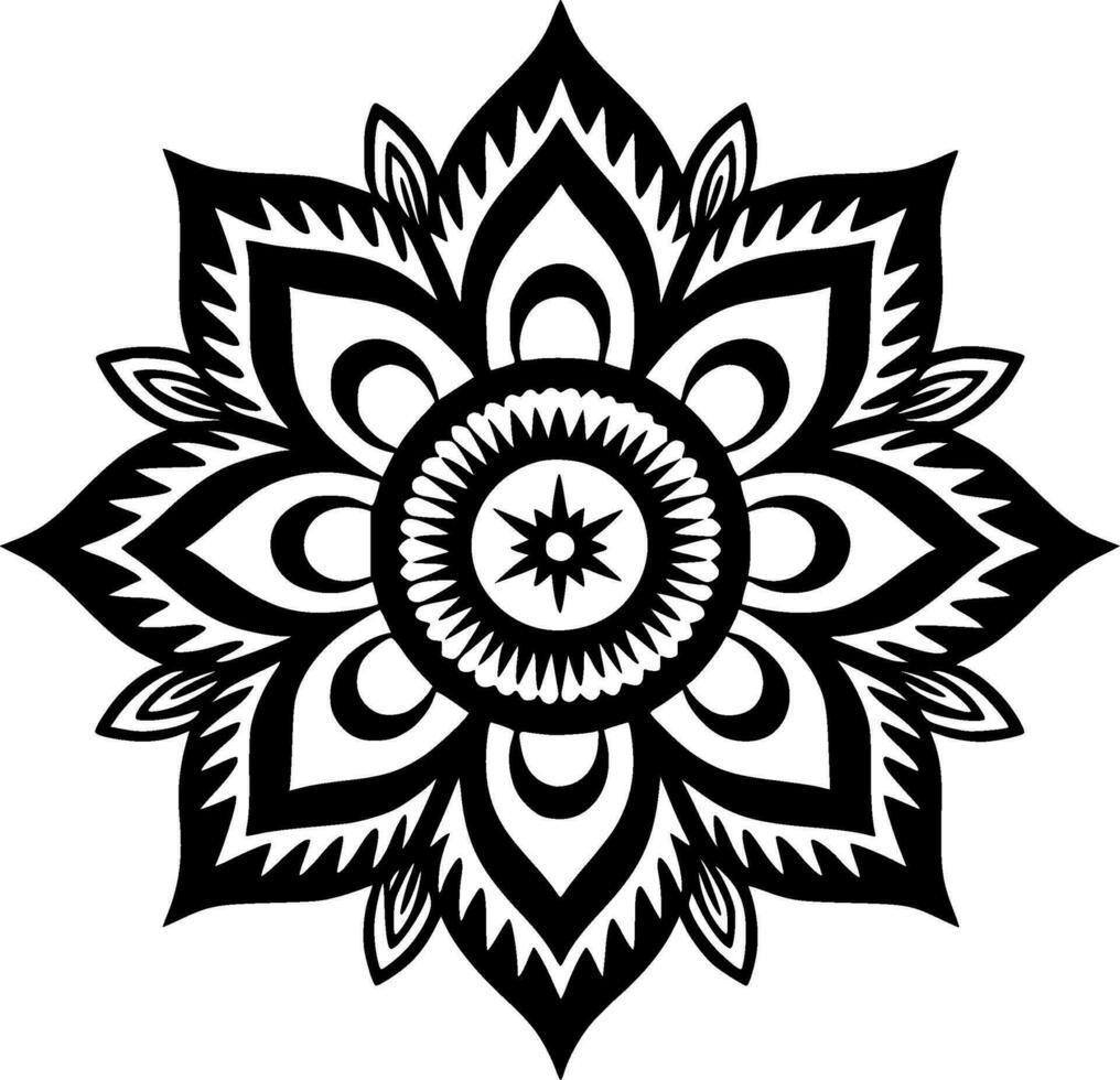 Mandala - Black and White Isolated Icon - Vector illustration