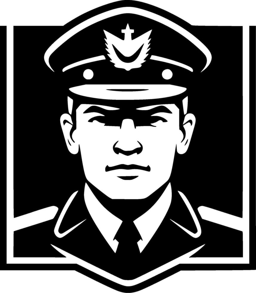 Military - Black and White Isolated Icon - Vector illustration