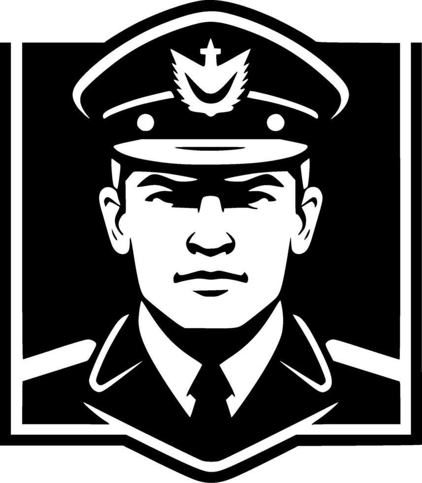 militar - negro y blanco aislado icono - vector ilustración