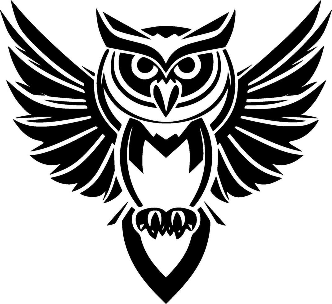 Owl, Black and White Vector illustration