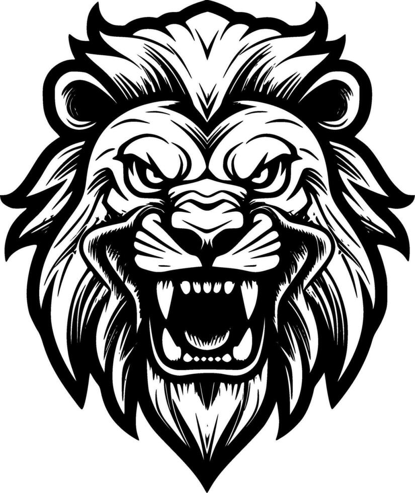 león - negro y blanco aislado icono - vector ilustración