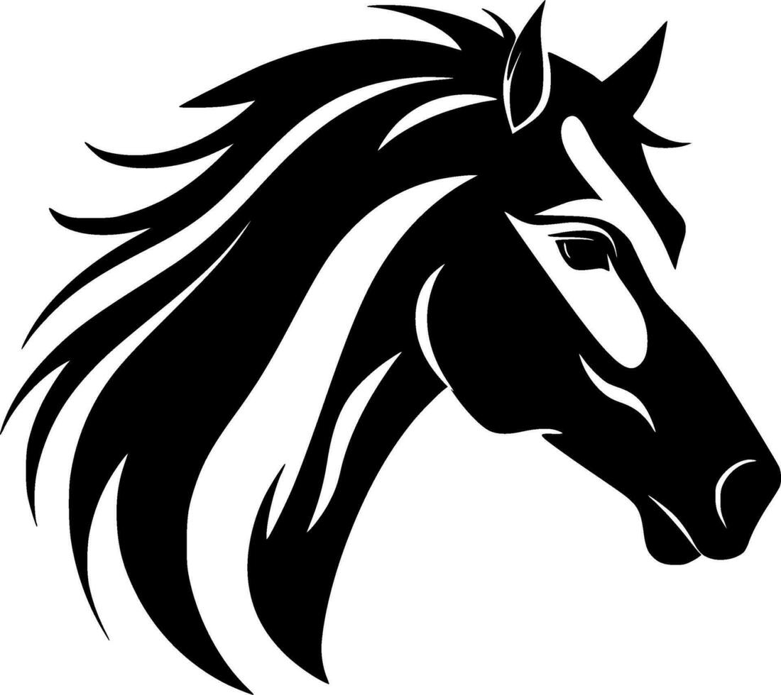 caballo - negro y blanco aislado icono - vector ilustración