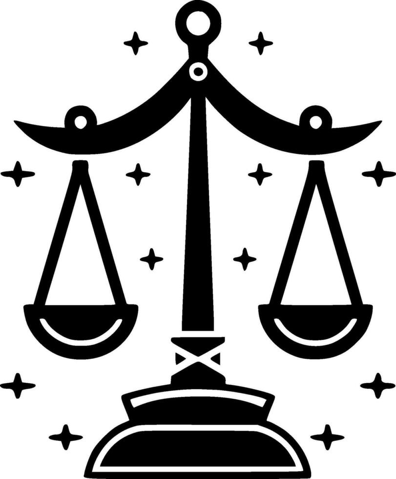 Justice - Black and White Isolated Icon - Vector illustration