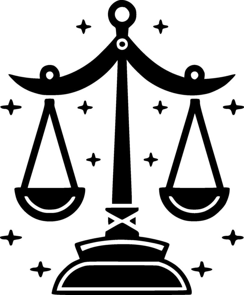 justicia - negro y blanco aislado icono - vector ilustración