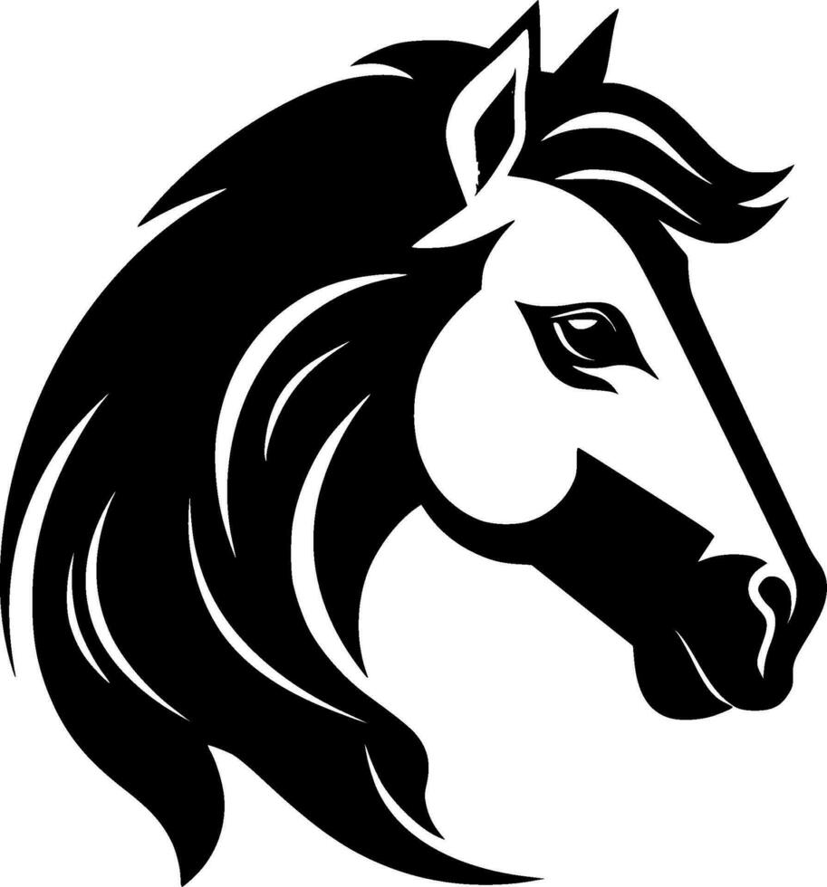 caballo - negro y blanco aislado icono - vector ilustración