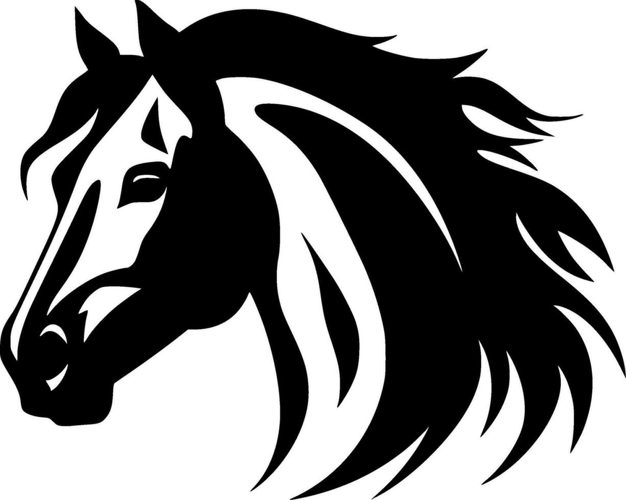 caballo - negro y blanco aislado icono - vector ilustración