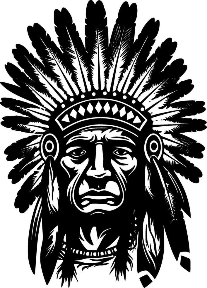 Indian Chief - Minimalist and Flat Logo - Vector illustration
