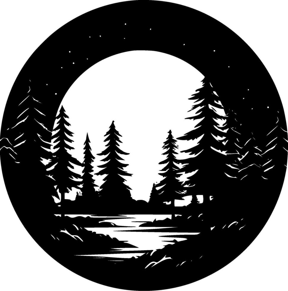 Forest, Minimalist and Simple Silhouette - Vector illustration
