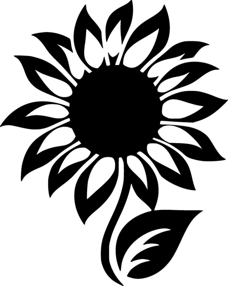 Flower - Black and White Isolated Icon - Vector illustration