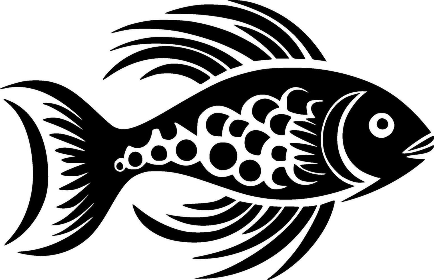 Fish, Black and White Vector illustration