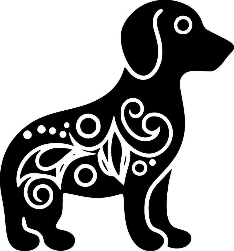 perro - negro y blanco aislado icono - vector ilustración