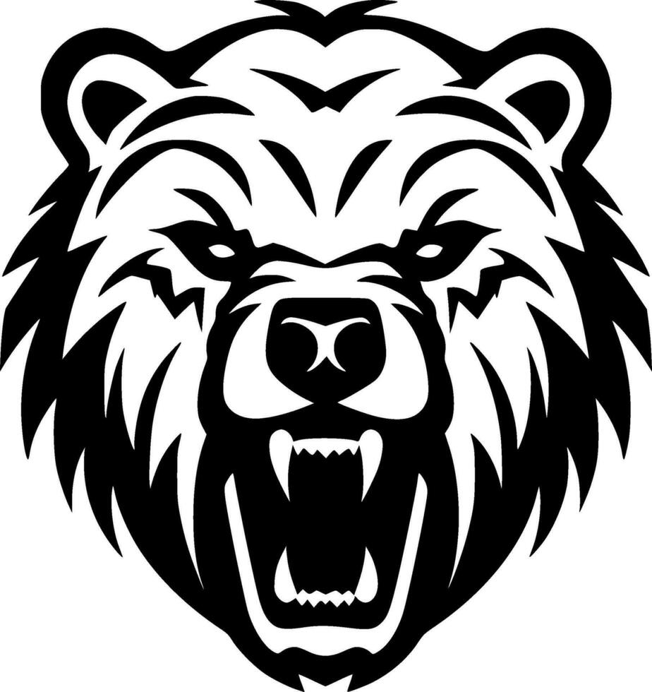 Bear, Black and White Vector illustration