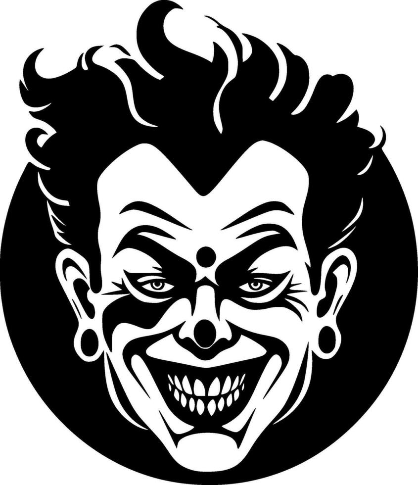 Clown, Black and White Vector illustration