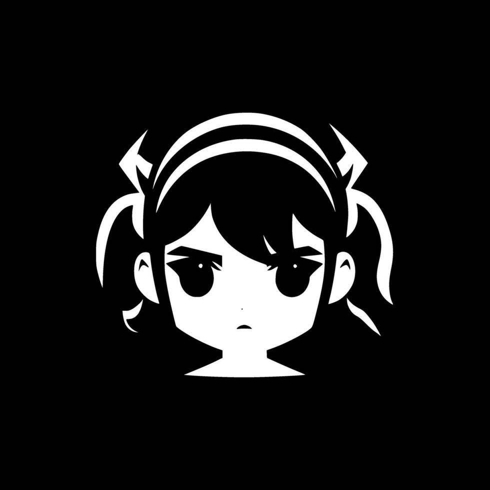 Anime - Black and White Isolated Icon - Vector illustration