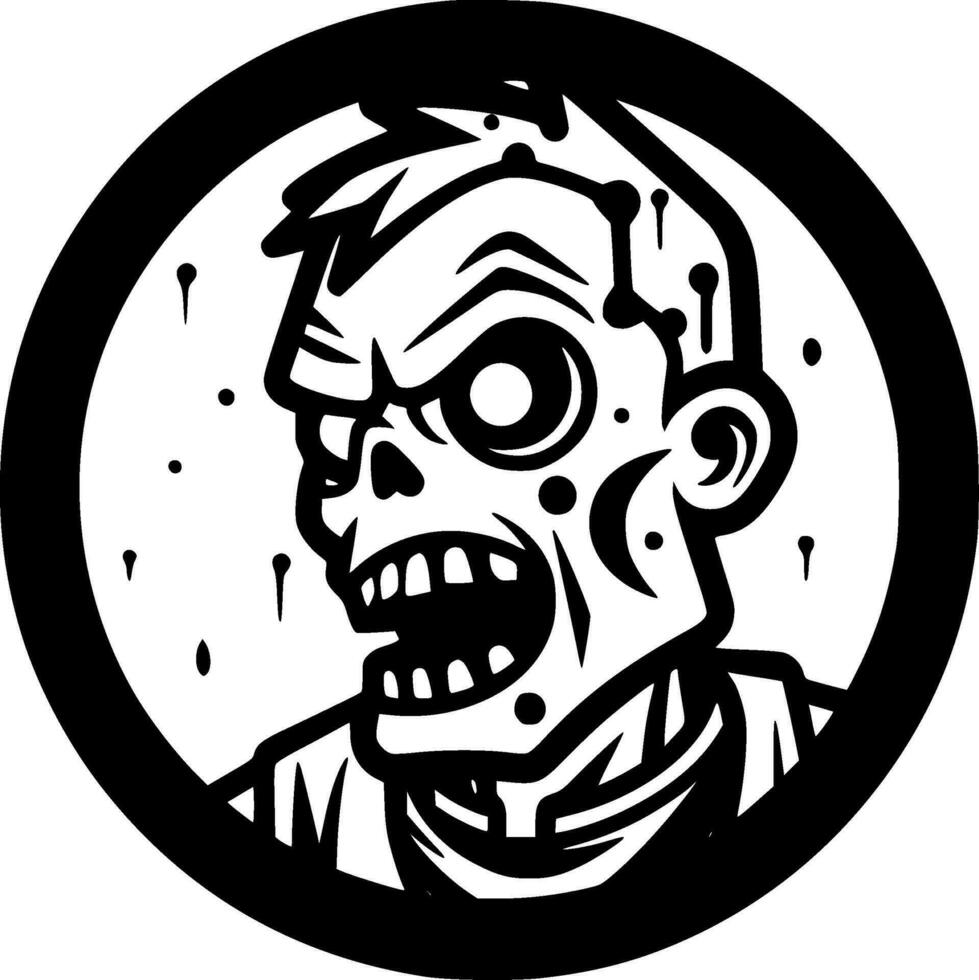 Zombie, Black and White Vector illustration