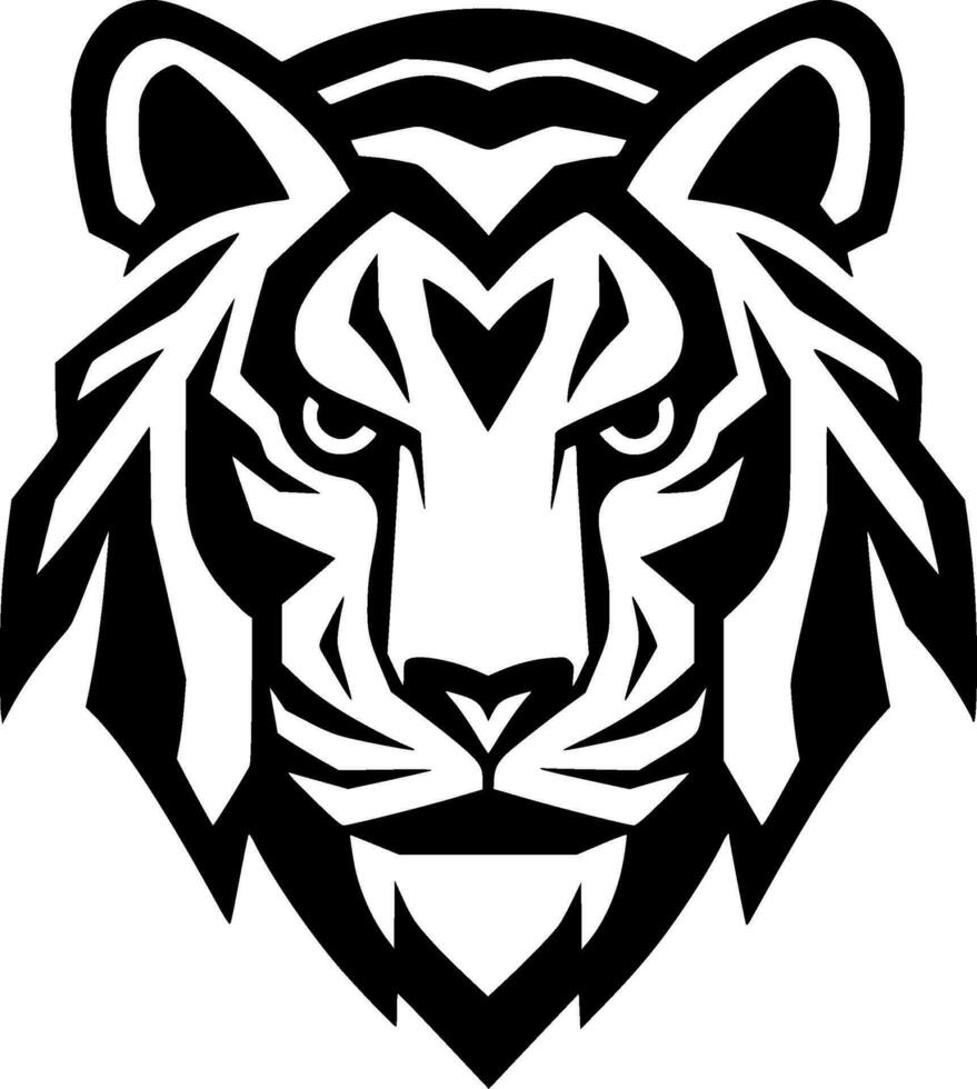 Tiger - Black and White Isolated Icon - Vector illustration